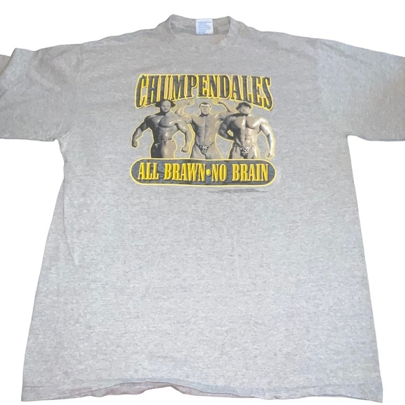 All Sport CHUMPENDALES ALL BRAWN NO BRAIN GRAPHIC VINTAGE T-SHIRT MENS XL - Picture 4 of 5